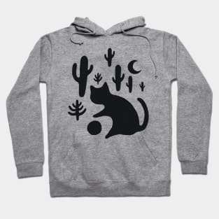 Abstraction minimal cat and cactus Hoodie